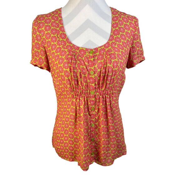 Boden Women's Short Sleeve Blouse Button Down Pleated Front - Picture 1 of 7